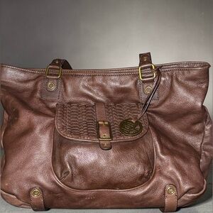 ELLIOTT LUCCA Italian Leather Satchel/Shoulder Bag - GUC